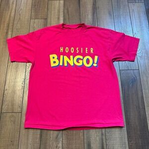 Vintage Hoosier bingo single stitch pink graphic tee size XL‎